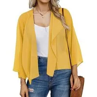 Bwecuy Bolero Damen Chiffon Bolerojacke Elegant Sommer Cardigan 3/4 Ärmel