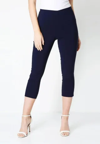 M&CO Damen Crop Stretch-Hose in Marineblau