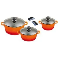 KING Topf-Set, Aluminiumguss (Set, 6-tlg., 1x Kochtopf Ø 16 cm, 1x Kochtopf Ø 24 cm, 1x Kochtopf Ø 20 cm), mit gratis Henkelpads, Induktion