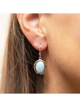 Zeeme Gemstones Ohrringe Silber 925 rhodiniert mit echtem Larimar 14x10mm