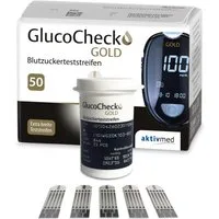 GlucoCheck Blutzucker-Teststreifen GlucoCheck GOLD Blutzuckerteststreifen, 50 Stück, 50-tlg.