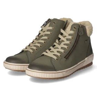 Remonte Schnürstiefeletten - Gr. 37 - Grün - Glattleder