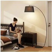 HOMCOM Stehlampe Wohnzimmer Stehleuchte mit Lampenschirm aus Stoff, Fußschalter, ohne Leuchtmittel, mit Metallständer für Schlafzimmer, Schwarz