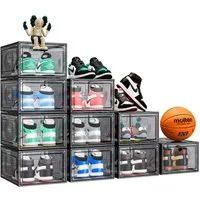 POPOLIC Schuhkiste Schuhbox Schuh-Organizer, Stapelbare Schuhaufbewahrungsbox (Organizer für Sneaker, Stiefel & Schuhe, 10 St., Platzsparendes Schuhregal), Transparente stapelbare Kunststoffbox