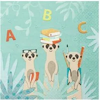HOME FASHION Papierserviette 20 Servietten Have Fun - Erdmännchen in der Schule 33x33cm, (20 St)