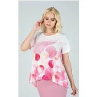 Passioni T-Shirt in Rosa mit Strasssteinen und Muster