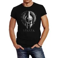 Neverless Print-Shirt Neverless® Herren T-Shirt Aufdruck Sparta Helm Krieger Warrior mit Print