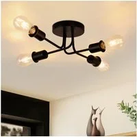 Nettlife Deckenleuchte Vintage Schwarz 3/4 Flammig E27 Rustikaler Wonhzimmerlampe, LED wechselbar, Industrie Deckenlampe für Wohnzimmer Schlafzimmer Küche
