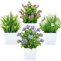 Kunstpflanze 4-Pack Kleine gefälschte Pflanzen Mini Künstliche Faux Pflanzen, FOUORTUNATE-BEE, für Home Room Bauernhaus Badezimmer Dekor Indoor