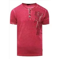 Rusty Neal T-Shirt Oil-Washed mit Knopfleiste
