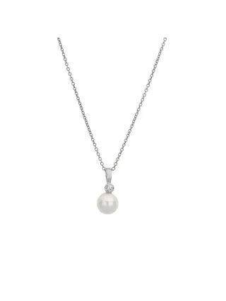 Lyomi Anhänger mit Kette 585/- Weißgold synth. Diam. 0,07ct. Perle