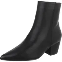 Ital-Design Damen Stiefelette spitz mit Blockabsatz und Reißverschluss Westernstiefelette (91742495) Blockabsatz Stiefeletten in Schwarz