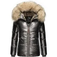 Navahoo Winterjacke Tikunaa warm gefütterte Damen Steppjacke mit Kunstfellkapuze
