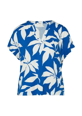 s.Oliver - T-Shirt blau/weiß - Gr. - 36