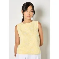 Apricot Spitzentop Top mit floraler Spitzenstickerei Gemustert