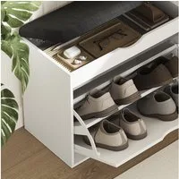 Vicco Schuhbank Schufy, Weiß/Schwarz, 60 x 51 cm mit 2 Fächern (1-St)