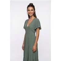 Vero Moda Sommerkleid VMMENNY SS 7/8 V-NECK DRESS WVN GA Viskose