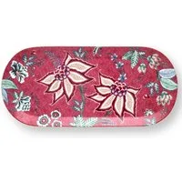 PiP Studio Servierplatte Flower Festival Kuchenplatte dark pink 33,3 cm, Porzellan, (Platten), Cake Tray Rectangular Flower Festival Dark Pink 33.3x15.5cm