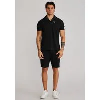Siksilk Poloshirt SikSilk Herren Schwarz Polo and Shorts Set