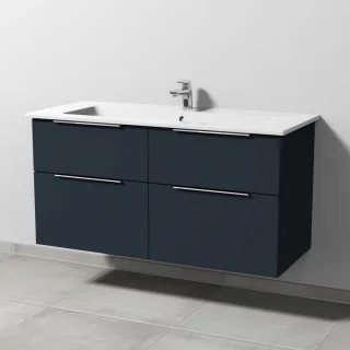 Sanipa 3way Keramik-Set Venticello Keramik-Waschtisch und Unterbau mit 4 Auszügen, Marine-Matt UP3271R