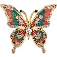 Dark-Desires Brosche Vintage Schmetterling-Brosche mit Strass und Emaille, Damen Brosche vintage Accesssoire retro Anstecknadel