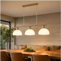 GLOBO LIGHTING Hängeleuchte, Leuchtmittel nicht inklusive, Pendelleuchte Hängeleuchte Metall Nickel matt Glas opal H 120 cm
