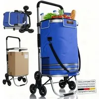 Juskys Einkaufstrolley 3in1, 56 l, mit Treppensteiger (6 Rollen), klappbar und modern, mit Kühlfach