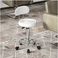 HOMCOM Drehhocker Arbeitshocker mit Fußstütze (Rollhocker, 1 St., Bürohocker), für Büro, Weiß