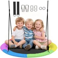 AIYAPLAY Nestschaukel mit verstellbaren Seilen, (Höhenverstellbar Hängeschaukel, 1-tlg., Ø100 cm Gartenschaukel), für Kinder & Erwachsene, für Outdoor & Indoor, Mehrfarbig