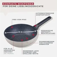 FACKELMANN Wok Antihaft-Mini-Wokpfanne, Bratpfanne Ø 20 cm, Keramikbeschichtung