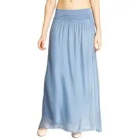 Caspar Faltenrock RO025 eleganter leichter Damen Sommer Rock mit Seidenanteil mit figurfreundlichem Stretch Bund - Made in Italy