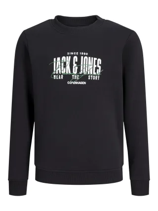 JACK&JONES - JJAERO SWEAT CREW NECK JNR Black - Gr. - 164