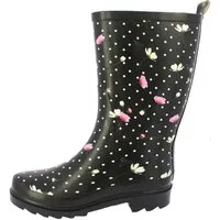 Beck Damen Gummistiefel Blumen- regen Gummistiefel (wasserdichte Stiefel, für trockene Füße bei Regenwetter) herausnehmbare innensohle, robuster weicher Naturkautschuk
