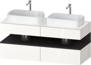 Duravit Qatego Konsolenwaschtischunterbau wandhängend Weiß Hochglanz 1400x550x600 mm - QA47670802200 QA4767080220000