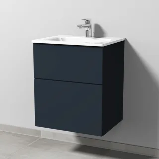 Sanipa 3way Glas-Set Glas-Waschtisch und Unterbau mit 2 Auszügen, Marine-Matt SP2001R