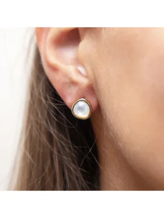 Zeeme Gemstones Ohrringe Silber 925 vergoldet mit weißem Perlmutt