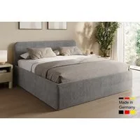 Home Collective Polsterbett Bett mit Stauraum, verstellbarem Lattenrost, viele Größen (Größen: 100x200 120x200 140x200 160x200 180x200 200x200, hochwertiger Kordstoff, made in Germany), wählbare Matratze Federkern oder Kaltschaum, Grau
