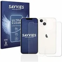 Savvies Displayschutzfolie Schutzfolie für Apple iPhone 13 (Display+Rückseite), 6 Stück, Displayschutz Schutz Folie Klar Transparent