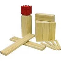 Carromco Spiel Kubb Wikingerschach Odin-M – Kiefernholzspiel, inklusive rotem König & wetterfester Tasche