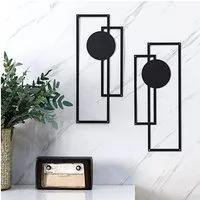 TUWENA Wanddekoobjekt Abstrakte Metall-Wandkunst, 2 Stück minimalistische Wanddekoration (2 St), Wandskulpturen, modern, 3D-strukturiert, geometrische für Wohnzimmer