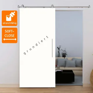Holzschiebetür 900x2065mm streichfähig Komplettset Stangengriff Softclose offenes System