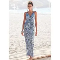 LASCANA Maxikleid mit verstellbarem Ausschnitt und gesmokter Taille, Jerseykleid Sommerkleid, Strandkleid, Viskosekleid, Boho-Kleid mit Paisleymuster