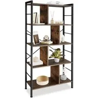 tectake Bücherregal Standregal, inklusive Kippschutz, 75,5 x 30 x 155 cm, Holzregal Charleston 1-tlg., mit 4 Ebenen und 8 Fächern, mit höhenverstellbaren Kunststofffüßen