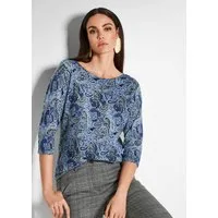 MADELEINE Strickpullover Leichter Feinstrickpullover mit Paisley-Muster Printshirt mit U-Boot-Ausschnitt und 3/4-Ärmeln