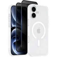 SmartUP Smartphone-Hülle + 2X Schutzglas für iPhone 16 Plus MagSafe Panzerfolie Privacy Case 6,3, MagSafe-Technologie, präzise Aussparungen