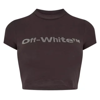 Off-White - "Bling Bounce" kurzes T-Shirt für Damen (Dunkelgrau)