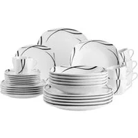 MÄSER Kombiservice DECORA, Geschirr-Set, Porzellan (30-tlg), 6 Personen, Porzellan