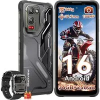 blackview FORT 5 Android 16, 108 MP Hauptkamera incl. W60 AI Outdoor Smartphone (6,78 Zoll, 256 GB Speicherplatz, 108 MP Kamera, Android 16, 108MP, 120Hz, IP68/IP69K, NFC, Night vision)
