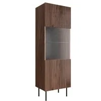 MIRJAN24 Vitrine Tacos (mit Drehtür) Schwarze Stahlfüße, Gehärtetes Glas 4 mm