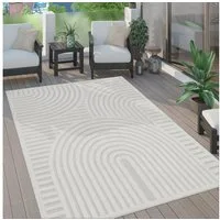 Paco Home Teppich Livorno 674, rechteckig, Höhe: 14 mm, Uni Farben, moderner Hoch-Tief-Effekt, Scandi-Look, Outdoor geeignet